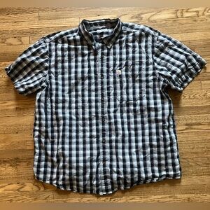 Carhartt Relaxed Fit Short Sleeve Button Shirt Plaid Black Gray Cotton 2XL